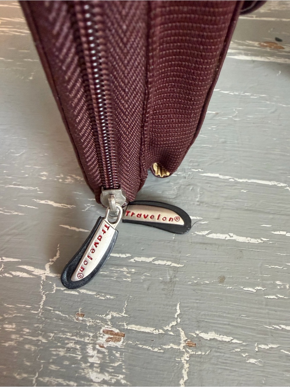 Travelon Maroon Zip Wallet with Branded Pulls - Picture 9 of 13